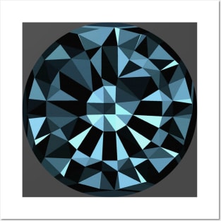 Blue Ice Diamond Geometric circle pattern. Posters and Art